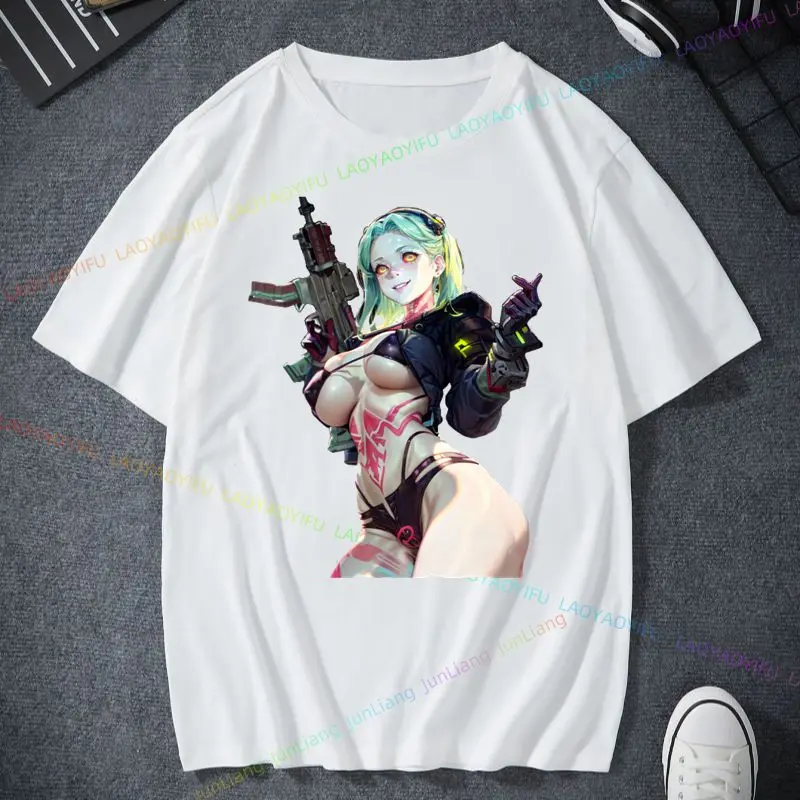 تي شيرت Lucy Cyber Edgerunners - تي شيرت برسومات Anime Edge Runner Manga Gift - قميص مطبوع مثير للاهتمام، ملابس شارع عصرية
