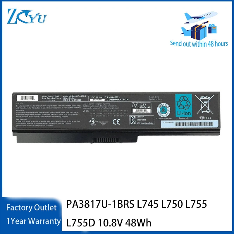 PA3817U-1BRS Laptop-Akku für Toshiba Satellite L745 L750 L755 L755D usw. 10,8 V 48 Wh