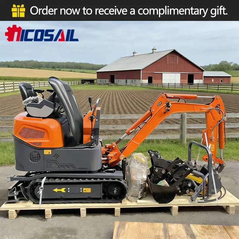 1Ton mini excavator with canopy Euro 5 CE certified hydraulic digger for garden landscaping farm and construction work