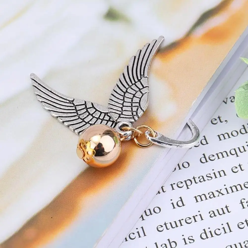 Metal Bookmarks with Wings Ball Pendant Creative Tower Book Page Marker Paper Clips Handcrafted Gift Delicate Pagination Mark