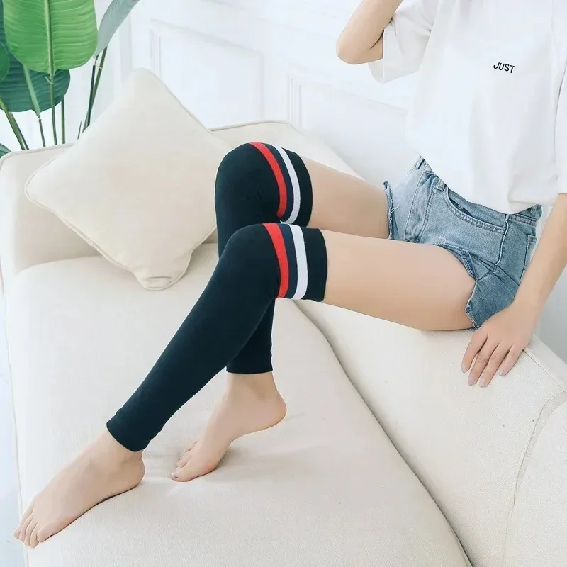 Yoga Socks Running Sports Cycling Warm Socks Cover Stripe Winter Air Conditioning Room Warm Knee Pads Shin Cover Women Polainas