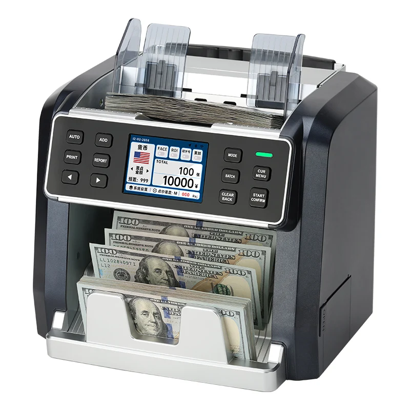 

HL- P96 Whole Touch Screen Counting Machine with 2CIS New Money Counter Frontloading Bill Counting Machine Inbuilt Printer