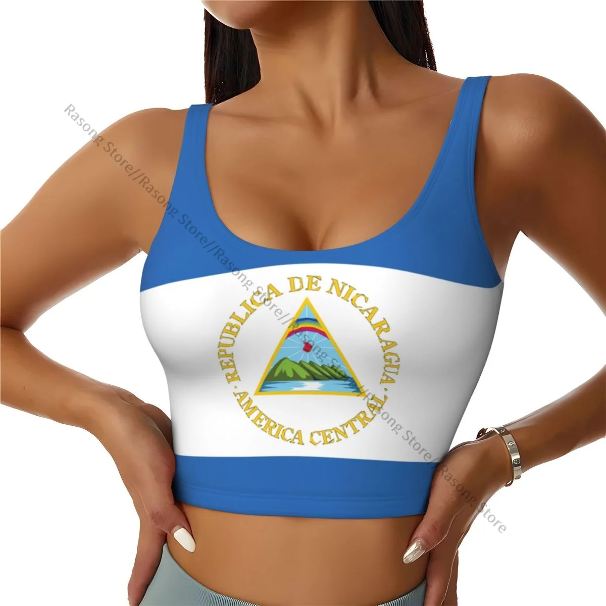 

Women Sexy Sports Vest Nicaraguan Flag Female Streetwear Sport Lingerie Tee Crop Top