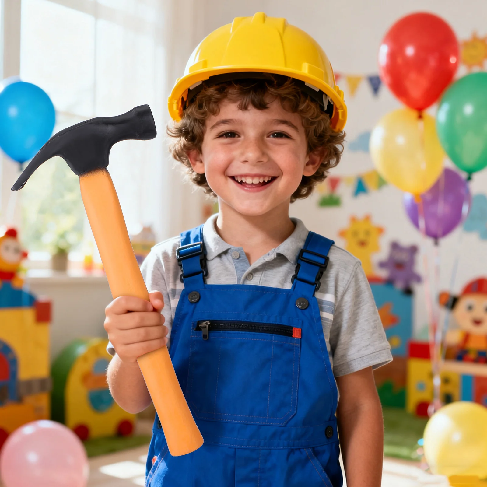 

2Pcs Realistic Fake Rubber Hammer Props Funny Halloween Party Prank Performance Cosplay Trick Hammer Decorations