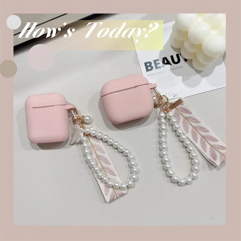 Cute Pearl Keyhain For apple AirPods 1/2/3 Case Pink Silicone Earphone Case Cover For AirPods Pro 2nd Headset Box Shell funds