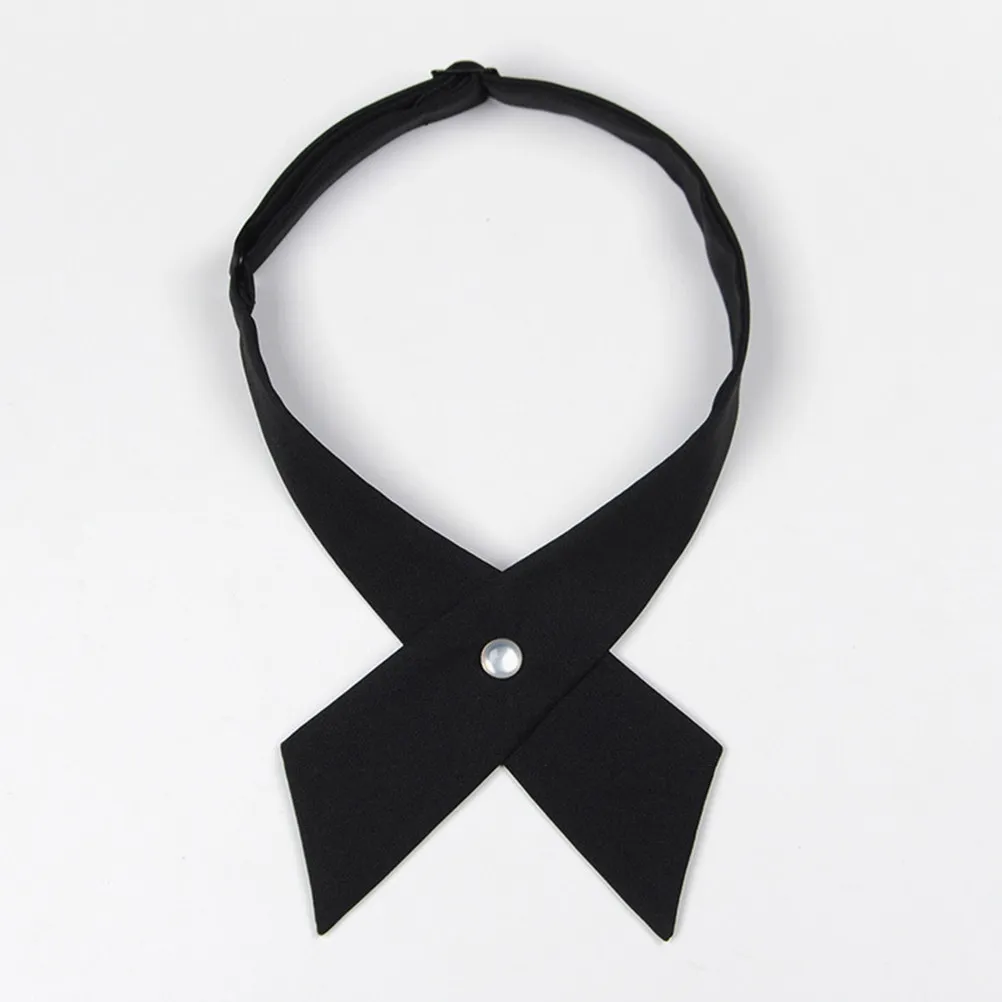 

Adjustable Solid Color Cross Bowtie for Women and School Uniform Formal Occasion Pre-Tied Black Bow Tie Accessories