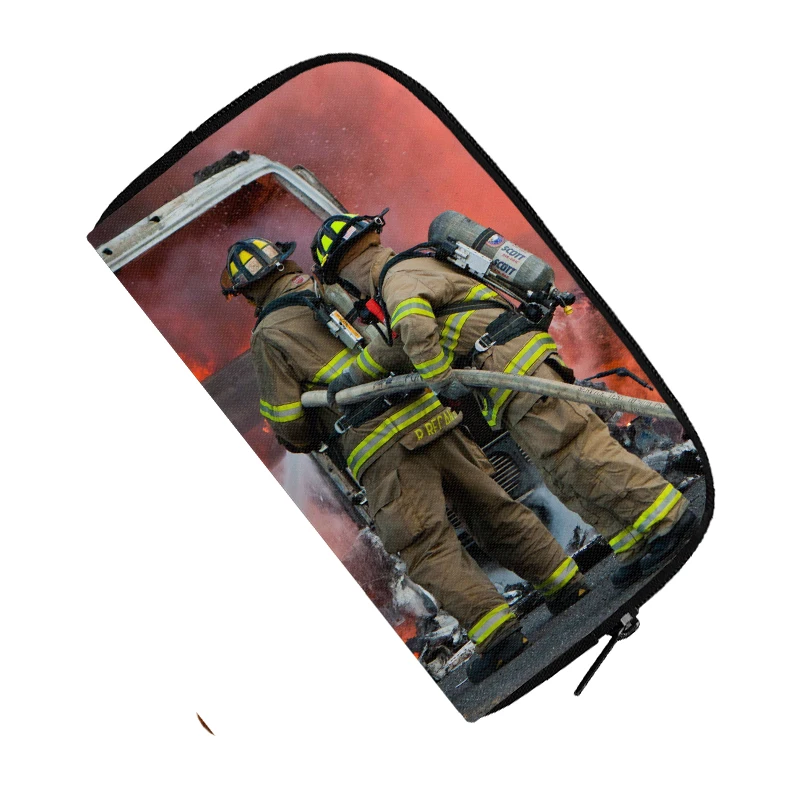 Cool Firefighter Print Long Wallet Fireman and Rescue Team Purse Casual Clutch Phone Credit Card Holder Coin Money Bag Kids Gift