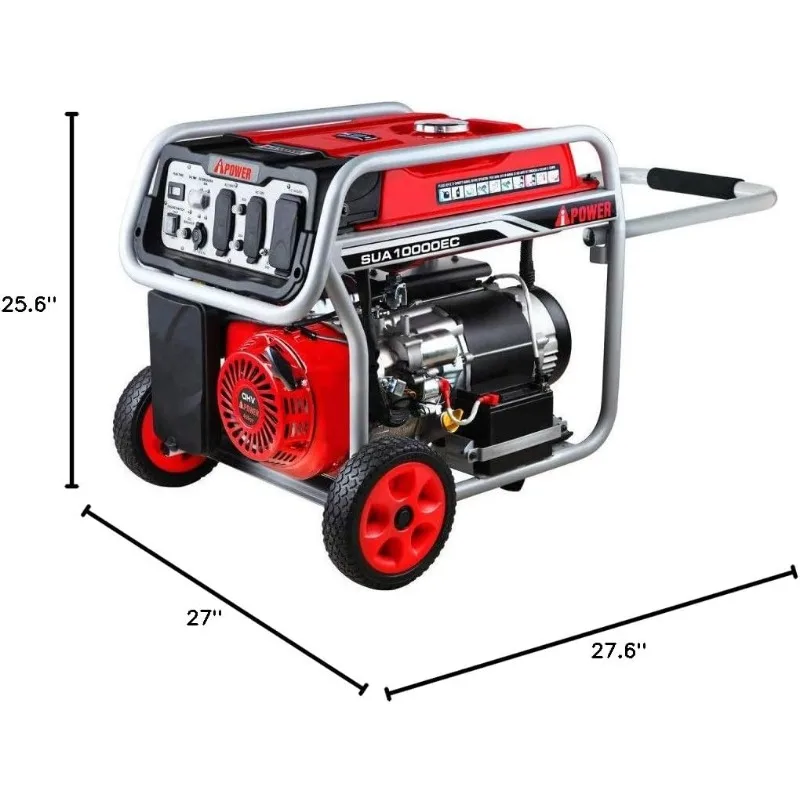 A-iPower SUA10000EC เครื่องกําเนิดไฟฟ้าแบบพกพา 100 วัตต์พร้อมสตาร์ทไฟฟ้า CARB Complied, พิกัด 10000 วัตต์/8000 วัตต์วิ่ง