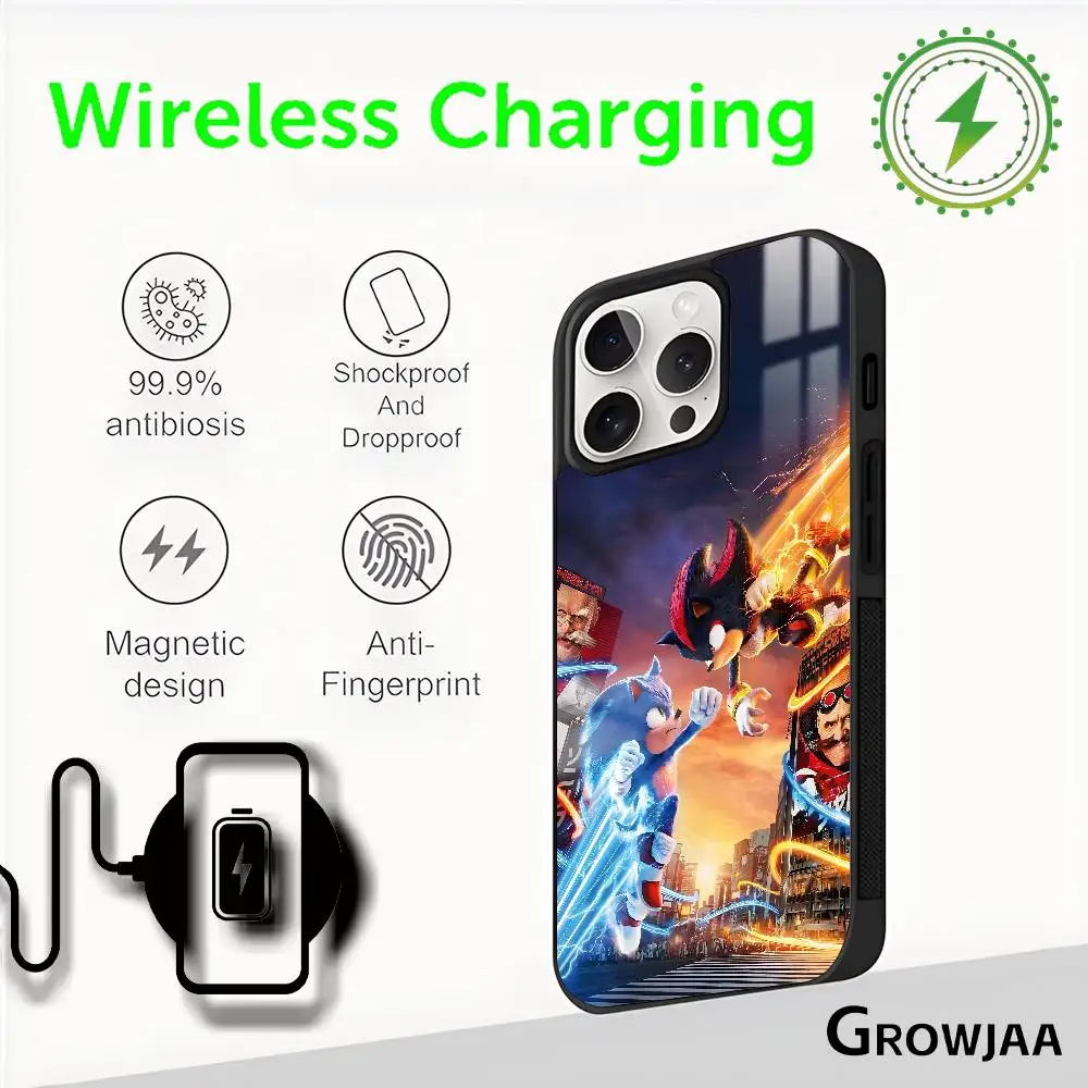 

Game S-Sonic The Hedgehog Phone Case MagSafe Magnetic For IPhone 16 15 14 13 12 11 Pro Plus Max Mini Wireless Charger Funda