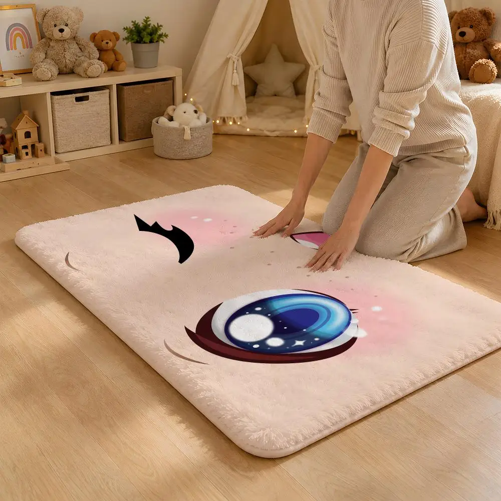 Cute Anime Girls Eyes Floor Mat Flannel Rug Non Slip Absorbent Soft Washable For Entryway Hallway Bathroom Kitchen Decor