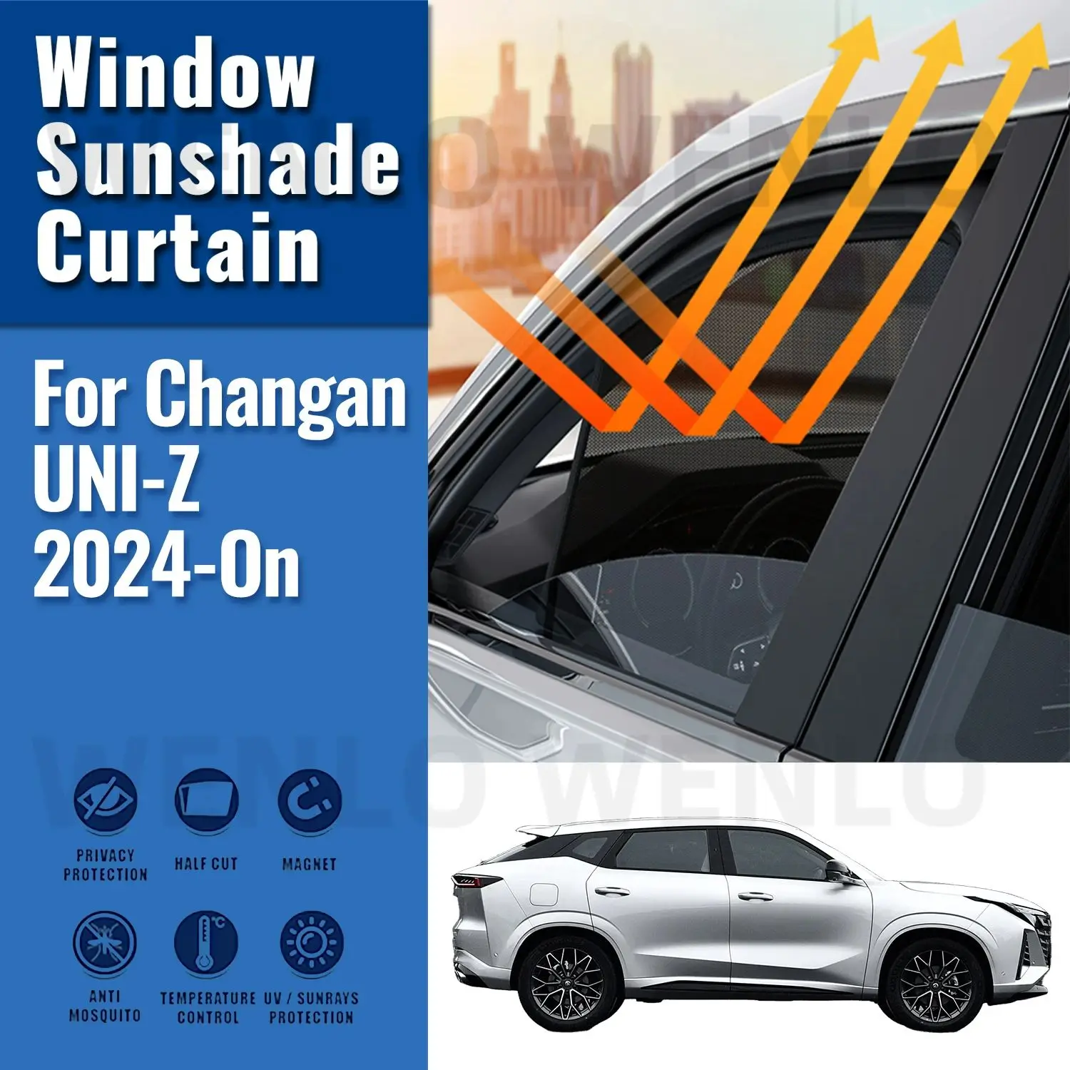 

For Changan UNI-Z 2024 Magnetic Sun Shade Car Sun Visor Front Windshield Curtains Summer Window Sunshade Auto Accesorries