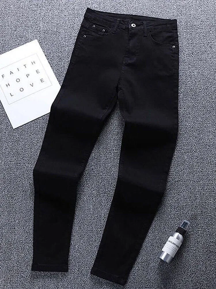 Korean Fashion Skinny Pencil Jeans Spring Fall Casual Stretch Vintage Denim Pants Women Streetwear Kot Pantolon Slim Vaqueros