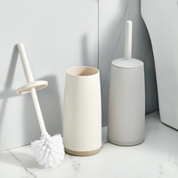 WORTHBUY Long Handle Toilet Brush With Standing Holder, Anti Splash Plastic Toilet Cleaning Brush For WC Barthroom Accessories