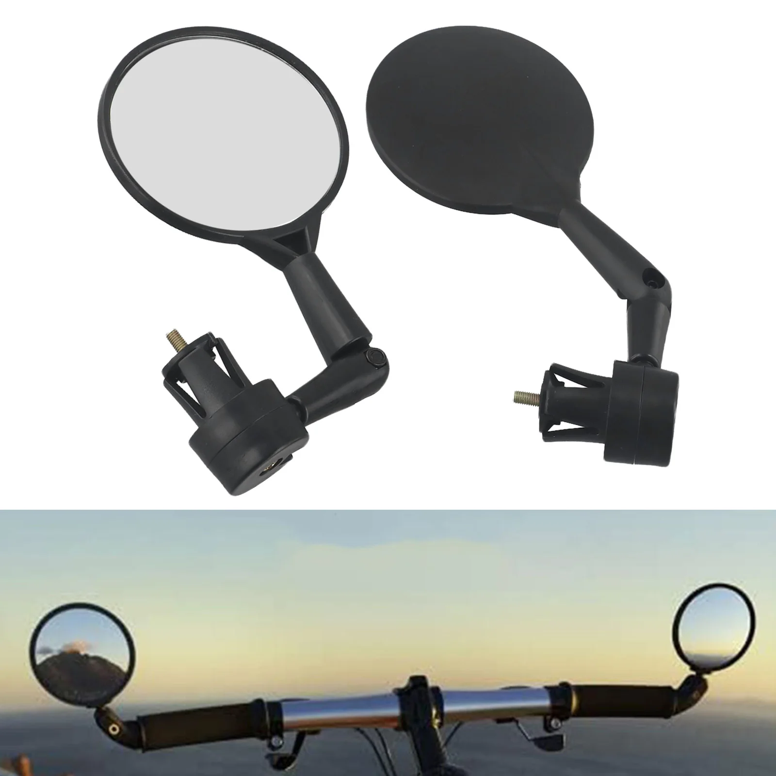 1pair Bicycle Rearview Mirrors 360-Degree Rotating Adjustable Convex Wide Angle Rear View Bicycle Handlebar Rearview Mirror