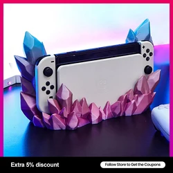 For Nintendo Switch &Switch OLED Charging Base Cover Gradient Crystal Case Originality Decorative Charger Dock Protective Shell