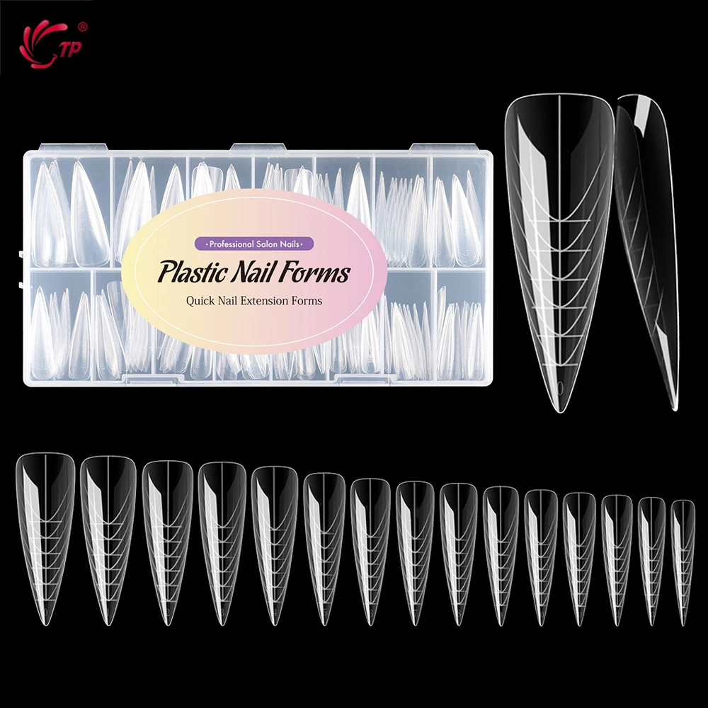 

TP 75pcs/150pcs Stiletto Dual Form Nail Acrylic Quick Building Gel Mold Full Cover Extension Upper Mold False Nail Tips Top Form