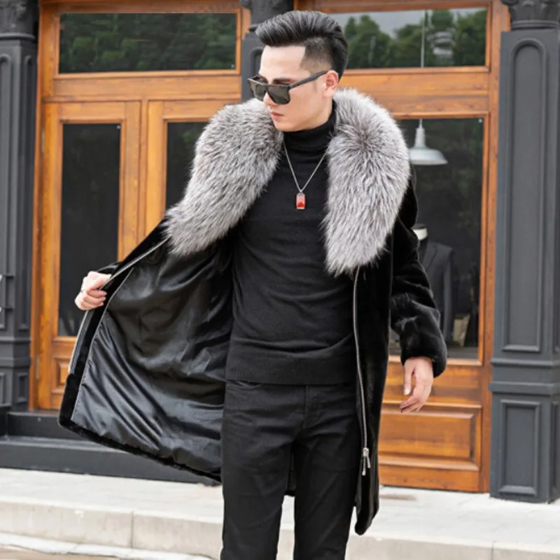 Luxury Men's Winter Trench Coat Faux Fur Coat Warm Fur Collar Fur Jacket Simple Comfortable Casual Design Fashion Soft Versatile