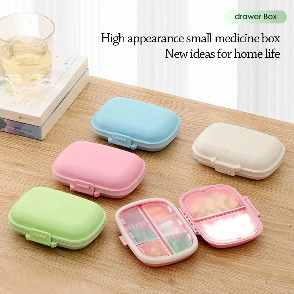 4/1PCS Portable Pill Storage Box 8 Grid Pieces Sealed Storage Moisture-proof Straw Box Travel Medicine Vitamin Cup First Aid Kit