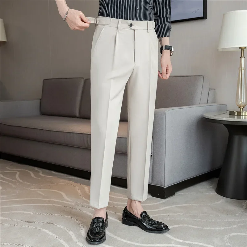 Men Dress Pants Trousers 2024 Autumn New British Style Straight Slim Fit formal Suit Pants Solid Casual Fashion Men Clothin