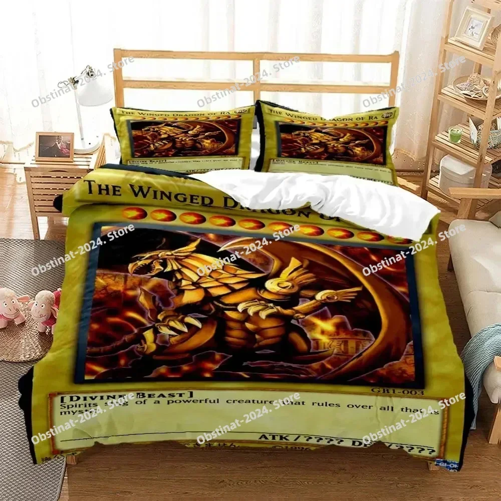 2025 Anime Yu-Gi-Oh Game Card 3D Printing Comforter Bedding Set,Duvet Cover Bed Set Quilt Cover Pillowcase,King Queen Size Kid