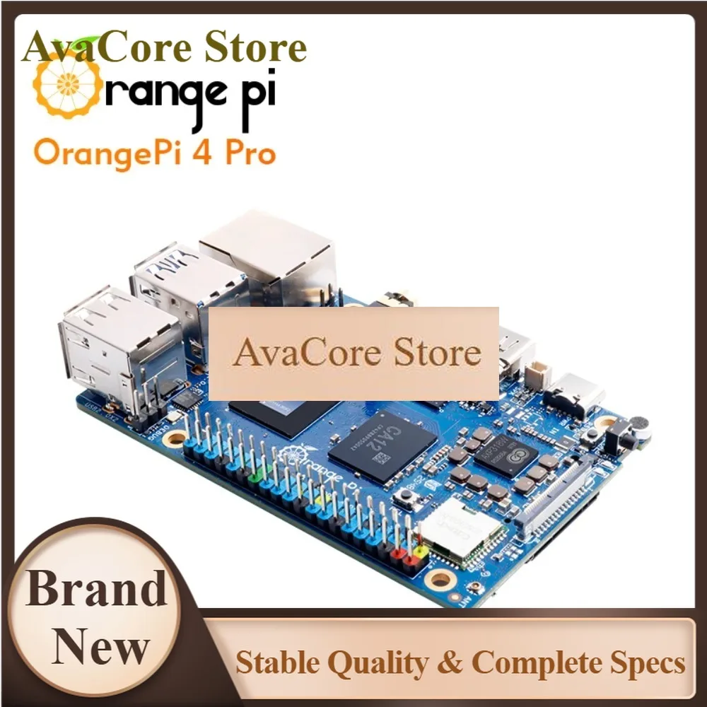AvaCoreOrange Pi 4 Pro 8GB RAM DDR5 Allwinner A733 Mini PC WiFi6+Bluetooth M.2 PCIE SSD Dual MIPI-CSI 3TOPS NPU Single Board Com