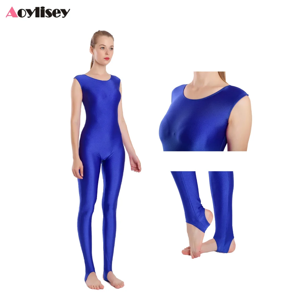 

Women Ballet Dance Stirrups Unitard Romper Sleeveless Bodysuits Spandex Footed Jumpsuit Gymnastic Yoga Costume For Adults