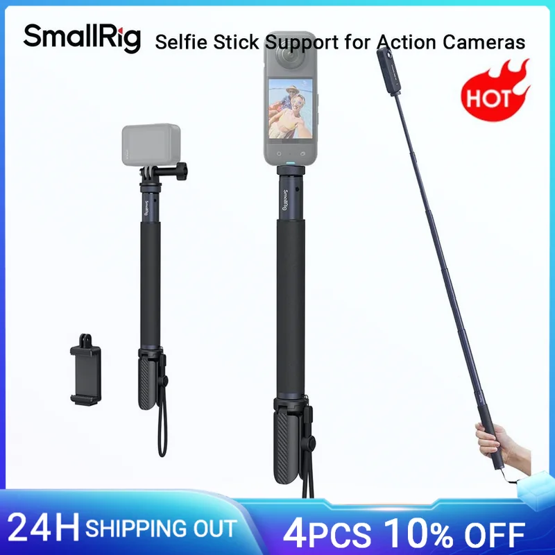 SmallRig Selfie Stick Support for Action Cameras for Insta360 Handheld Extended Pole for GoPro Hero 12 10 for DJI Action3/4 4758