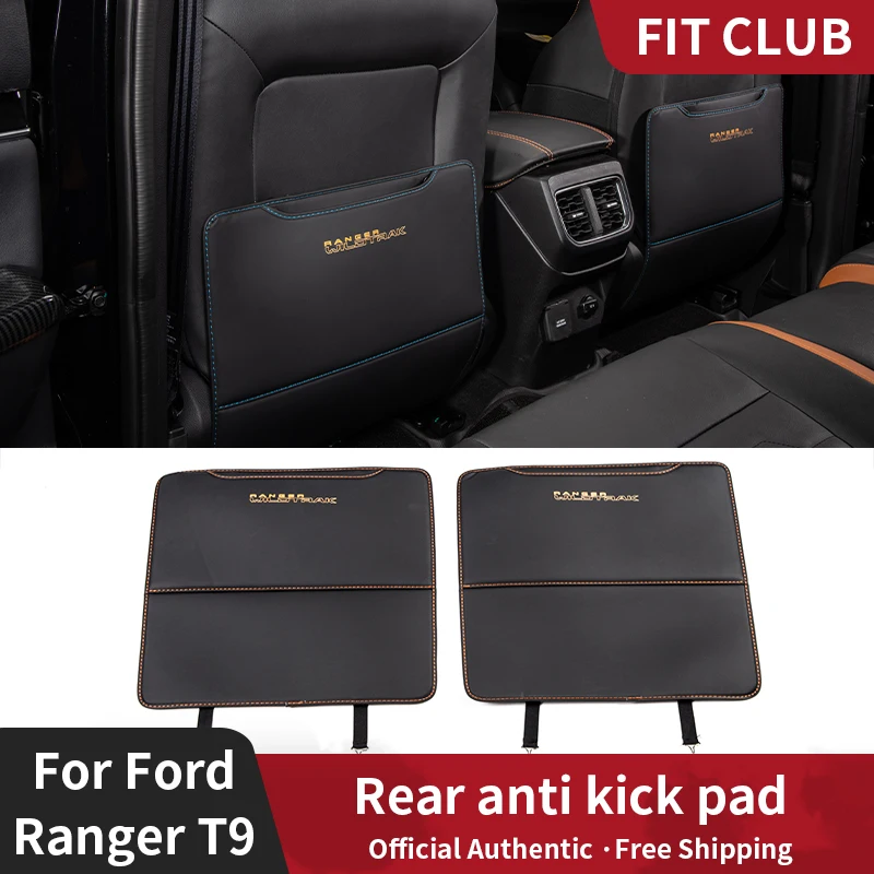 

For Ford Ranger T9 2023-2024 XL XLT Car Anti Kick Pad Leather Auto Seat Back Protector Cover Pockets ranger Interior Accessories