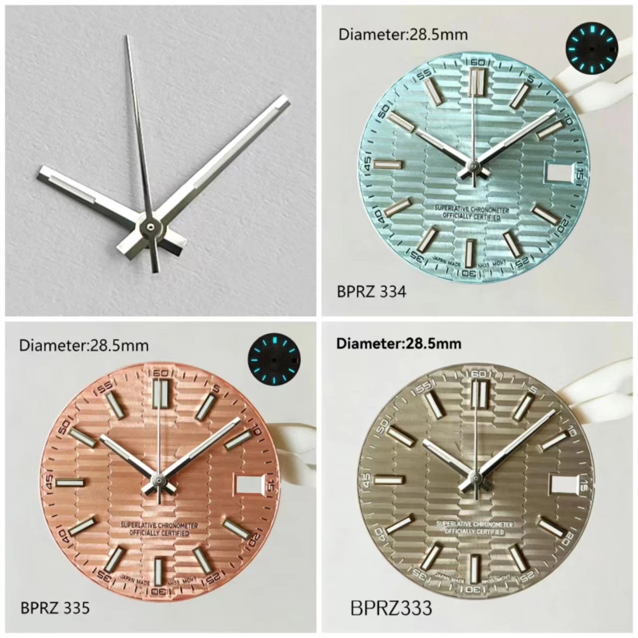 28.5mm S logo NH35 BGW9 blue luminous dial with horizontal stripes modified mechanical NH35 S dial Watch Accessories