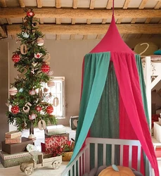 Christmas Deco Gift Hanging Canopy100% Premium Muslin Cotton Bed Baldachin for Baby Kids Room