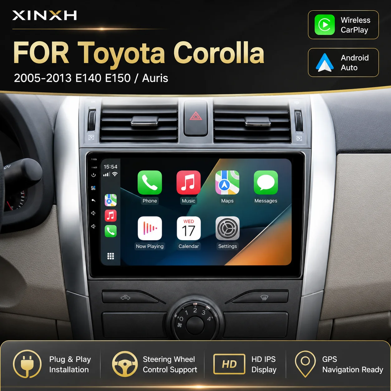 Android Car Radio GPS Navigation Player For Toyota Corolla E140 E150 Auris 2005-2013 Wireless CarPlay Android Auto Octa Core 4G
