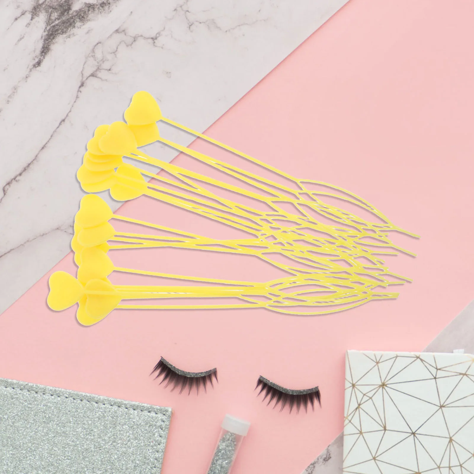 

20pcs Heart Design Yellow Beader Tool Braiding Accessories For Ponytails Pull Through Applicator Automatic Threader Painless