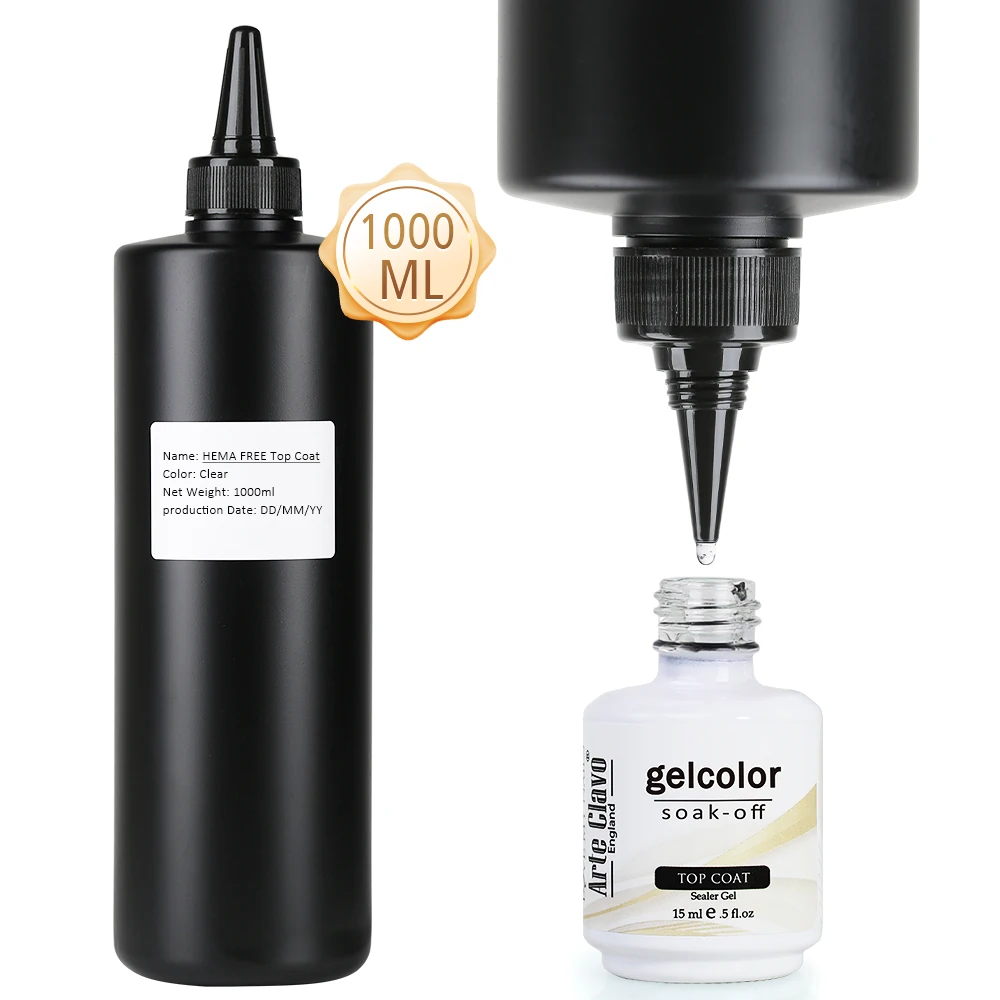 Arte Clavo 1000g Hema Base libera Gel Top Coat Opaco Top Coat Smalto gel Soak Off UV LED Gel Vernice Gel funzionale Nail Salon