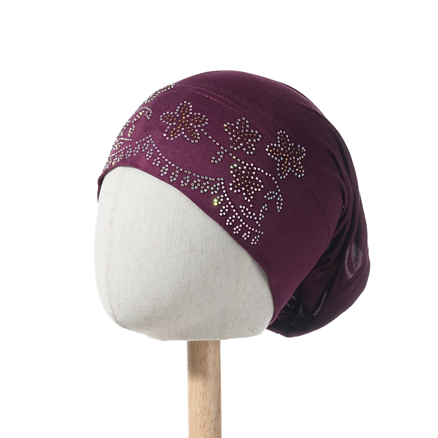 Goldene Glitzerkappen, muslimische elastische Krawatte auf der Rückseite, für Damen, funkelnder Turban, glänzende Strass-Innen-Hijabs, weiche Jersey-Unterkappen – Detail 5