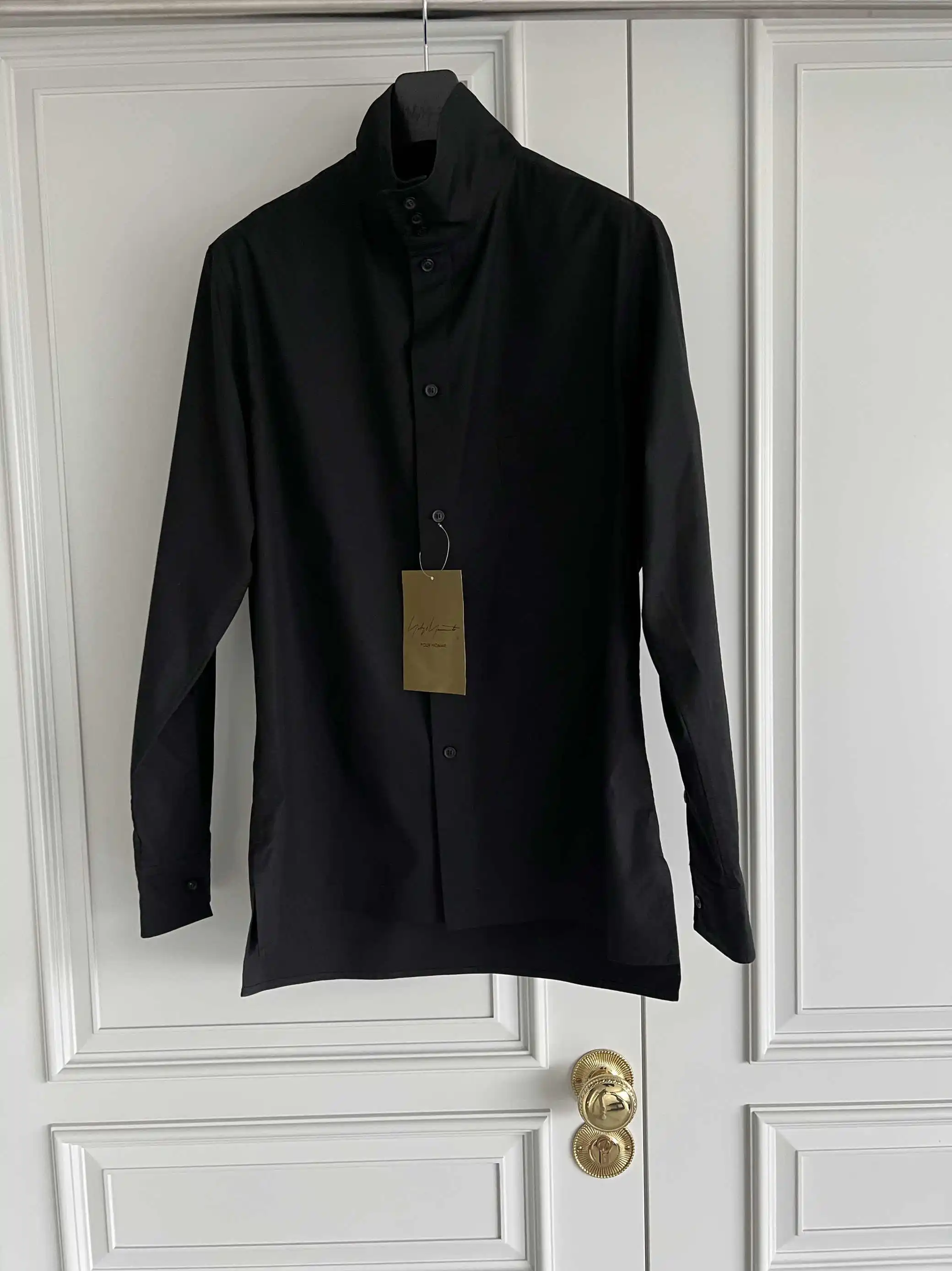 

TOP-YAMAMOTO original design black pure cotton high-neck shirt