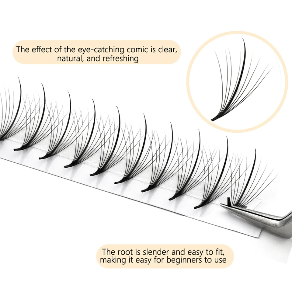 RUJADE Wispy Premade Fans Pointy Base Russia Volume Eyelash Extension 3D 5D 7D 9D Individual Spike Volume Lashes Cluster Makeup