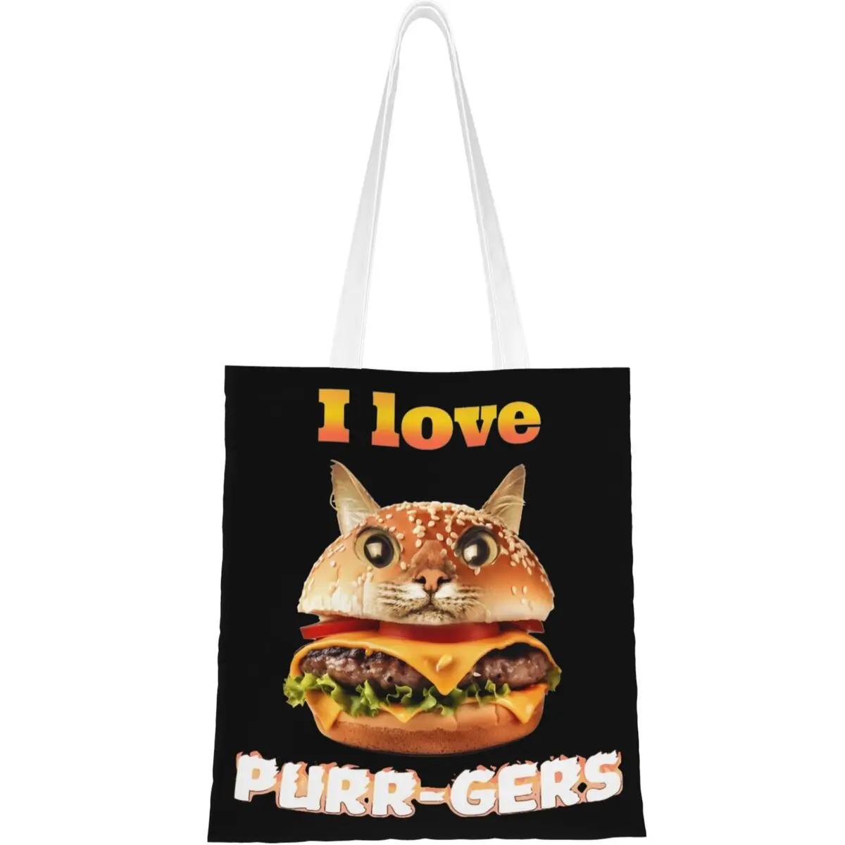 Sacola de lona para Unisex, Hamburger, Cat, Meme, eu amo PURR-GERS, Junk, Comida, Casual, Design Original, Engraçado, Y2K