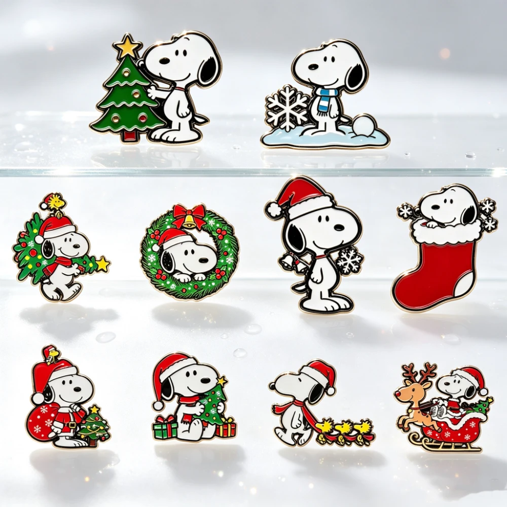 4/6/10Pcs Cute Cartoon Puppy Dog Enamel Pins Set Creative Metal Holiday Brooches Lapel Pin for Bag/Clothes Decor Christmas Gift view 6