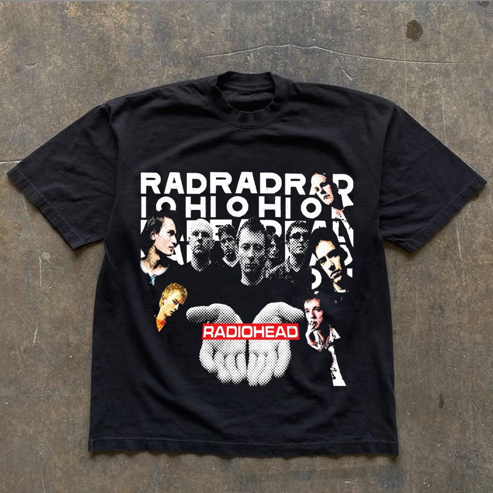 Radiohead The Bend Graphic Print Short Sleeves T-shirt Men Women Summer 90s Retro Rock Music T-shirt Casual Y2K Streetwear Tops