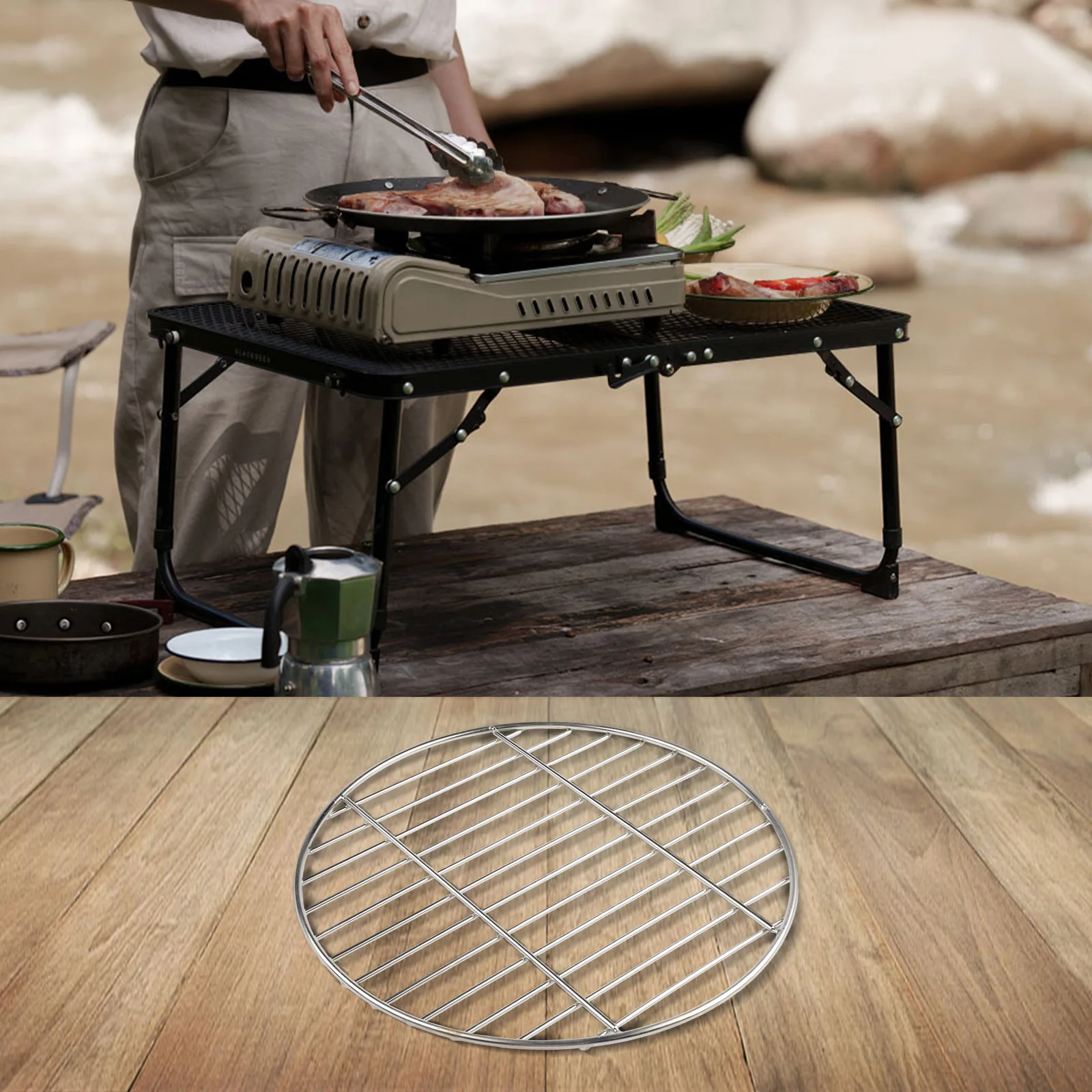 

Stainless Steel Round Grid Net 30cm/35cm/40cm Barbecue Net Picnic Baking Tray BBQ Grid Grill For Outdoor Camping Supplies