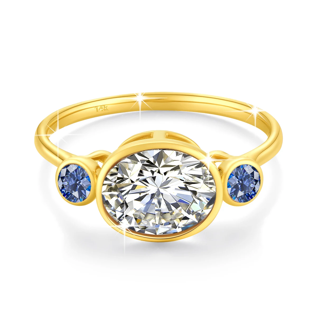 Oval Cut Moissanite Rings Au585 for Women Real 14K Gold 2CT D VVS1Luxury Jewelry Engagement Wedding Gifts