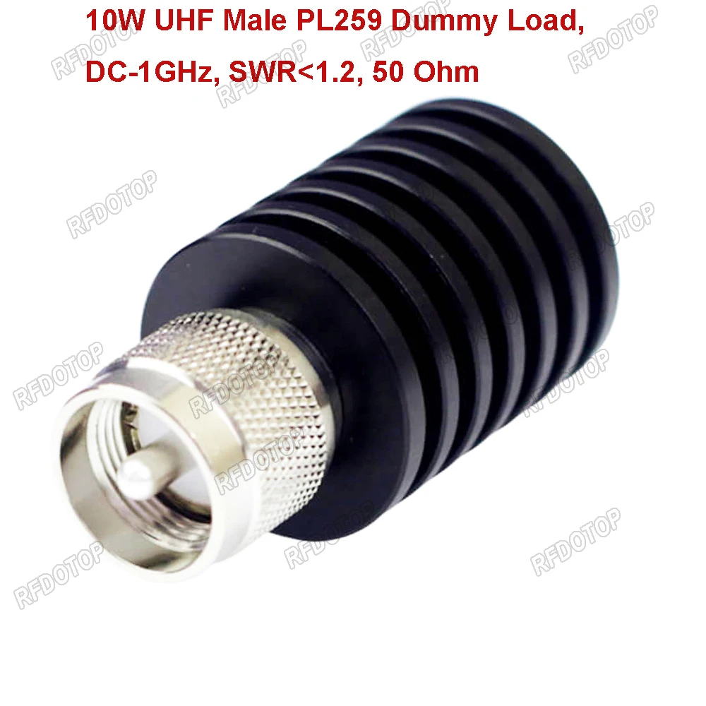 10W 1GHz UHF Male PL259 RF Coaxial Termination Dummy Load SWR＜1.2 50 Ohm Connector Socket Brass Straight Coaxial RF Adapters