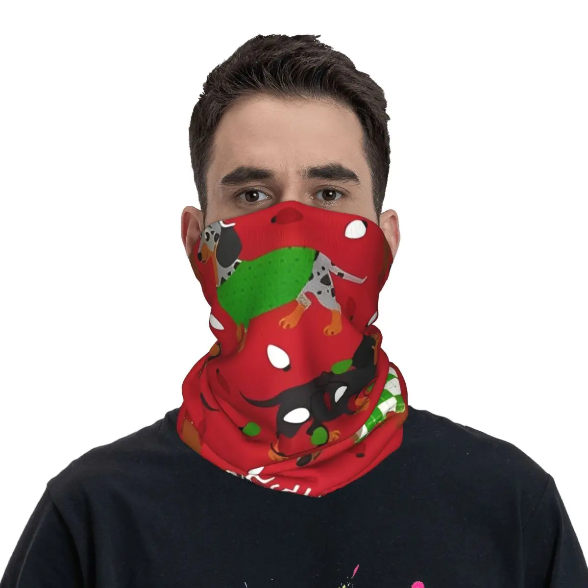 Christmas Print Red Dog Bandana Cool Balaclava Autumn Hunting Fishing UV Protection Cycling Mask Seamless Soft Face Cover Mask