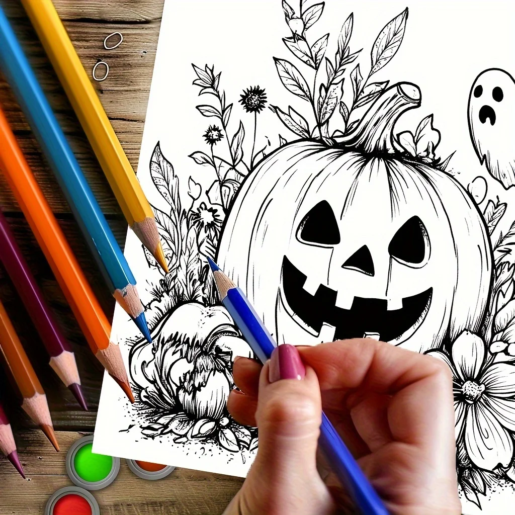 28-pagina's schattig Halloween-kleurboek voor stressreductie voor volwassenen |   Kleurboek voor ontspanning en stemmingsreductie Valentijnsdag