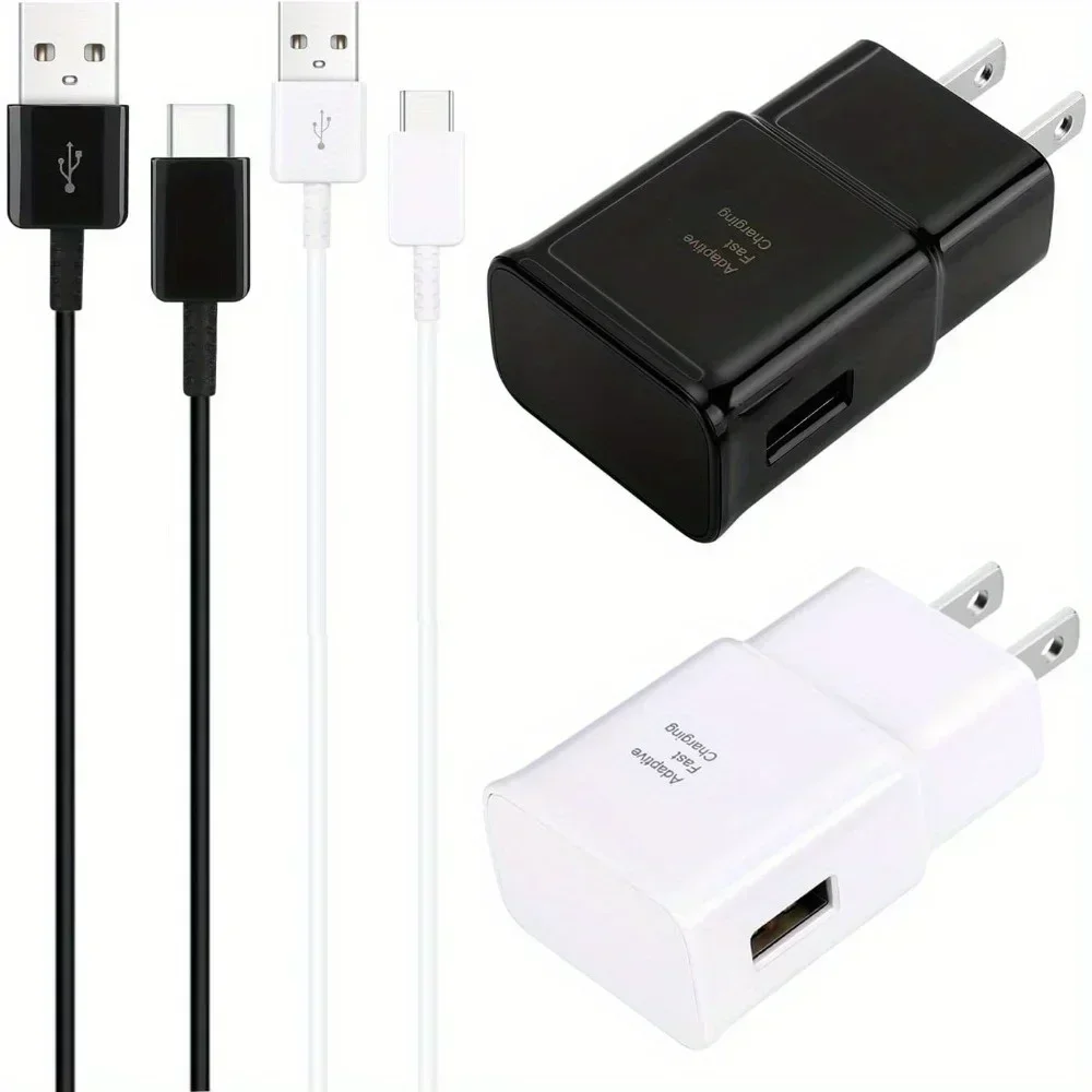 USB C Charger, Fast Charger For Samsung with USB Type C Cable 4.5ft for Samsung Galaxy S8/S9/S10/S10 Plus (2 Pack, Black&White)