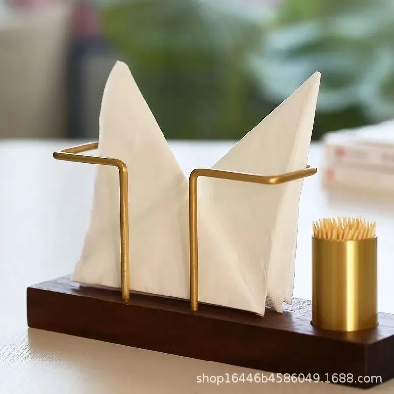 

Набор деревянных настольных органайзеров — латунная коробка для салфеток, держатель для салфеток и хранение зубочисток, многофункциональная организация принадлежностей для посуды