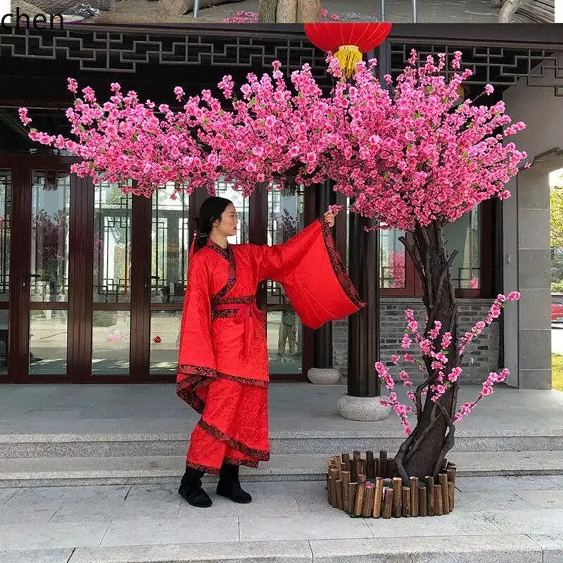 DSA Artificial Cherry Blossom Fake Peach Tree Large Plant Peach Blossom Tree Wishing Tree Peach Blossom Living Decoration