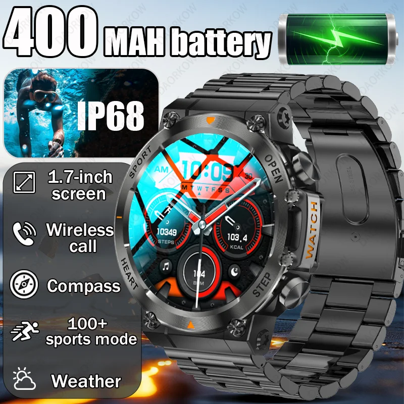 

New Men Smart Watch Bluetooth Calling 400mAh Large Battery 1.39 inch 100+Sports Mode Fitness Watch Music Player Smartwatch 2025