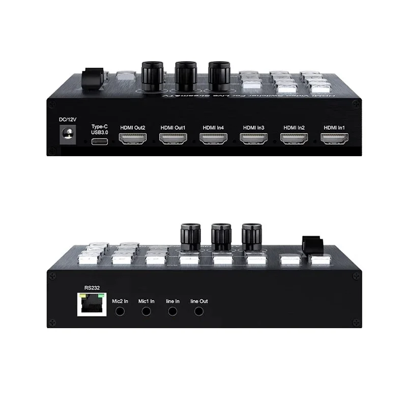 1080p 4 canais hdmi misturador de vídeo switcher estação de produção ao vivo suporte obs captura de vídeo gravação multi câmera streaming ao vivo