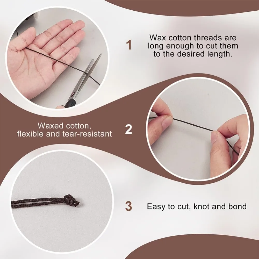 175 ياردة 1 مللي متر مشمع القطن الحبل البني مشمع سلسلة الشمع الموضوع الديكور الحبل ل سوار قلادة صنع المجوهرات الحرفية سلسلة عدة